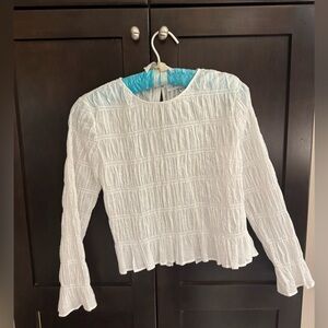 Frame White Ruched Boat Neck Blouse